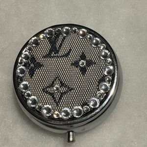 Pill Case with repurposed leather and added crystals